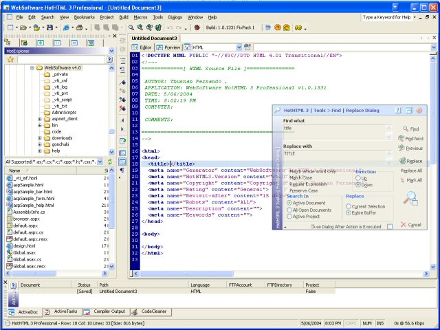 Screenshot of HotHTML 3 Professional